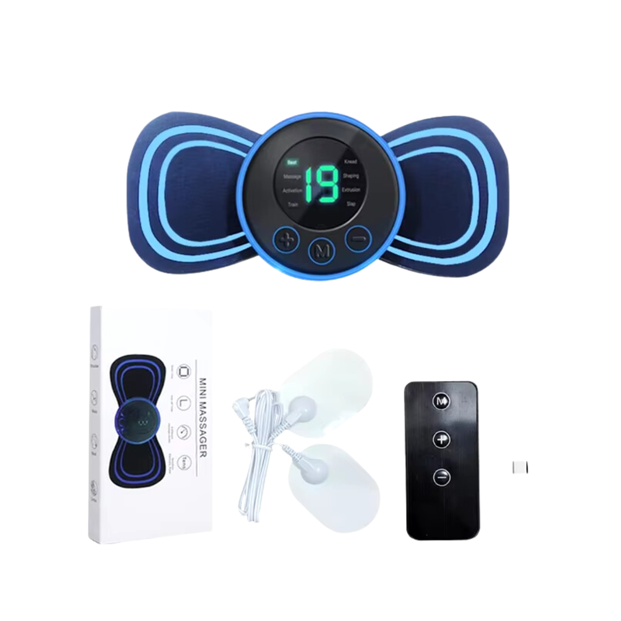 Bærbar Elektrisk Massager med Justerbare Patches
