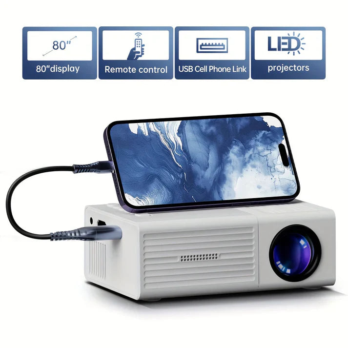 Bærbar Mini Projektor 3000 Lumen - Klar HD Billedoplevelse