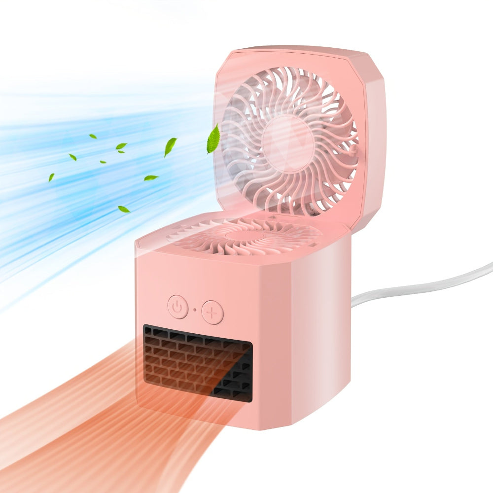 Bærbar Mini Varme- og Køleventilator til skrivebord