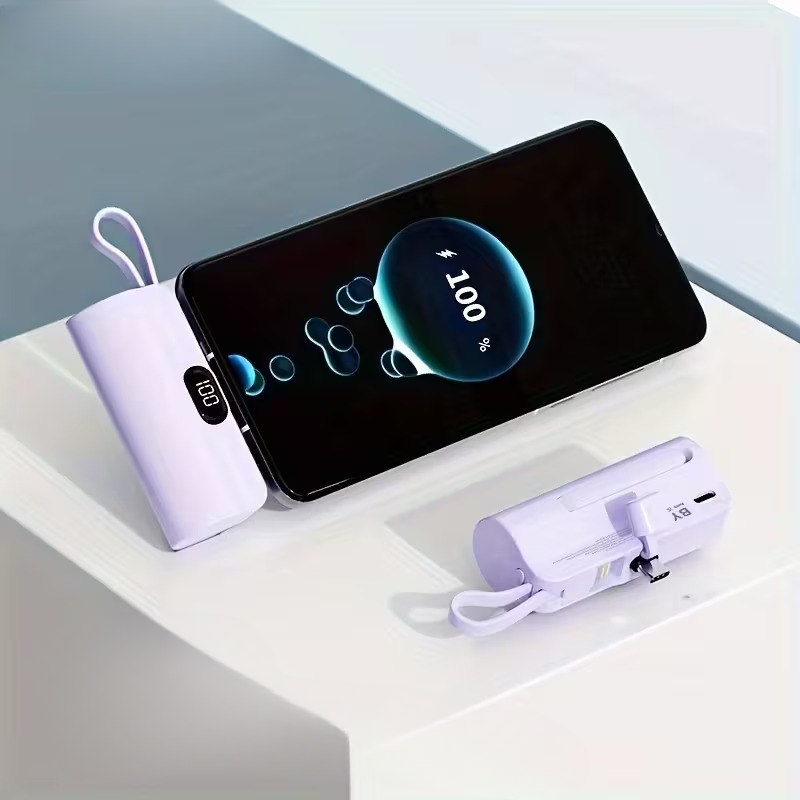 Kompakt USB-C Powerbank 5000mAh - Hurtig Opladning på Farten