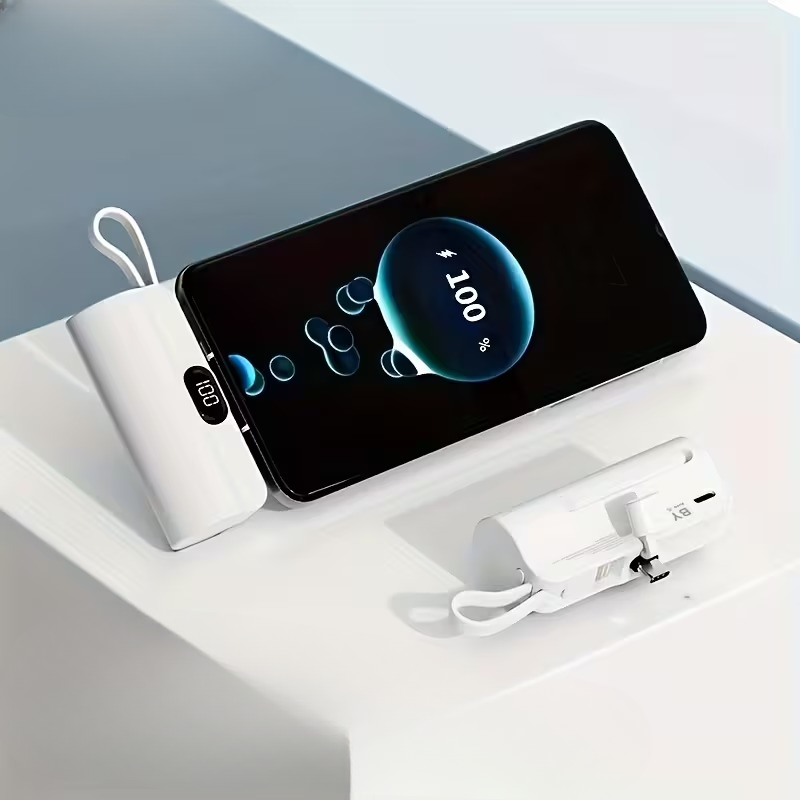 Kompakt USB-C Powerbank 5000mAh - Hurtig Opladning på Farten