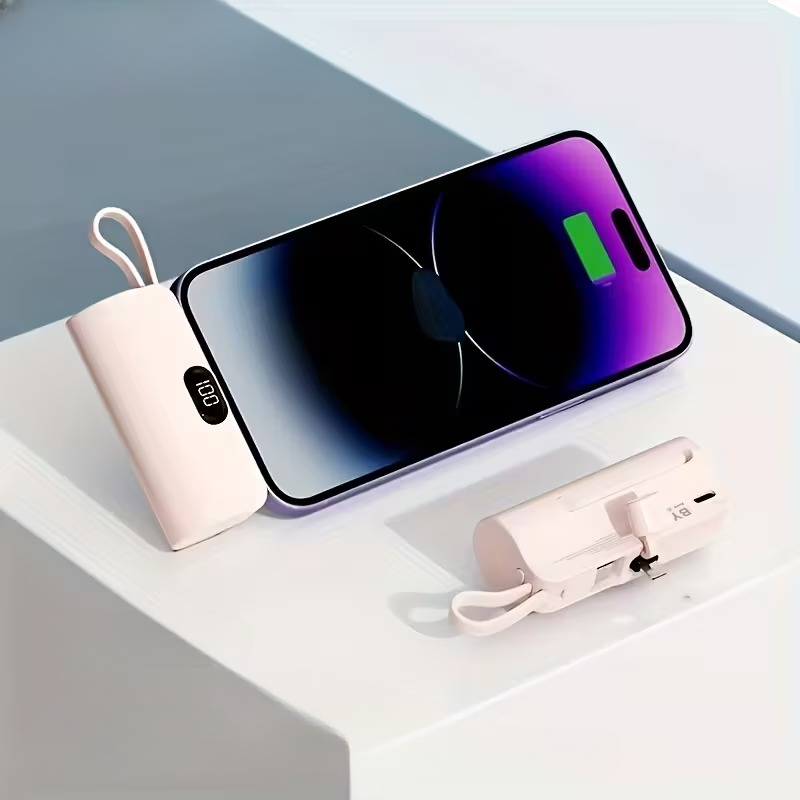 Kompakt USB-C Powerbank 5000mAh - Hurtig Opladning på Farten