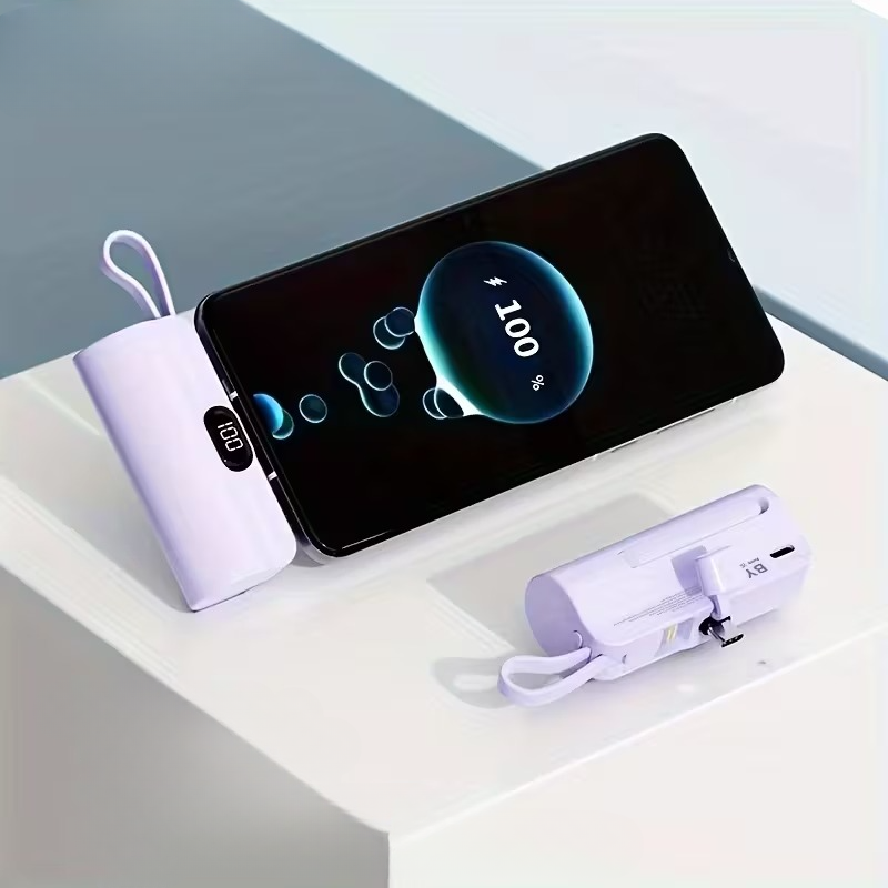 Kompakt USB-C Powerbank 5000mAh - Hurtig Opladning på Farten