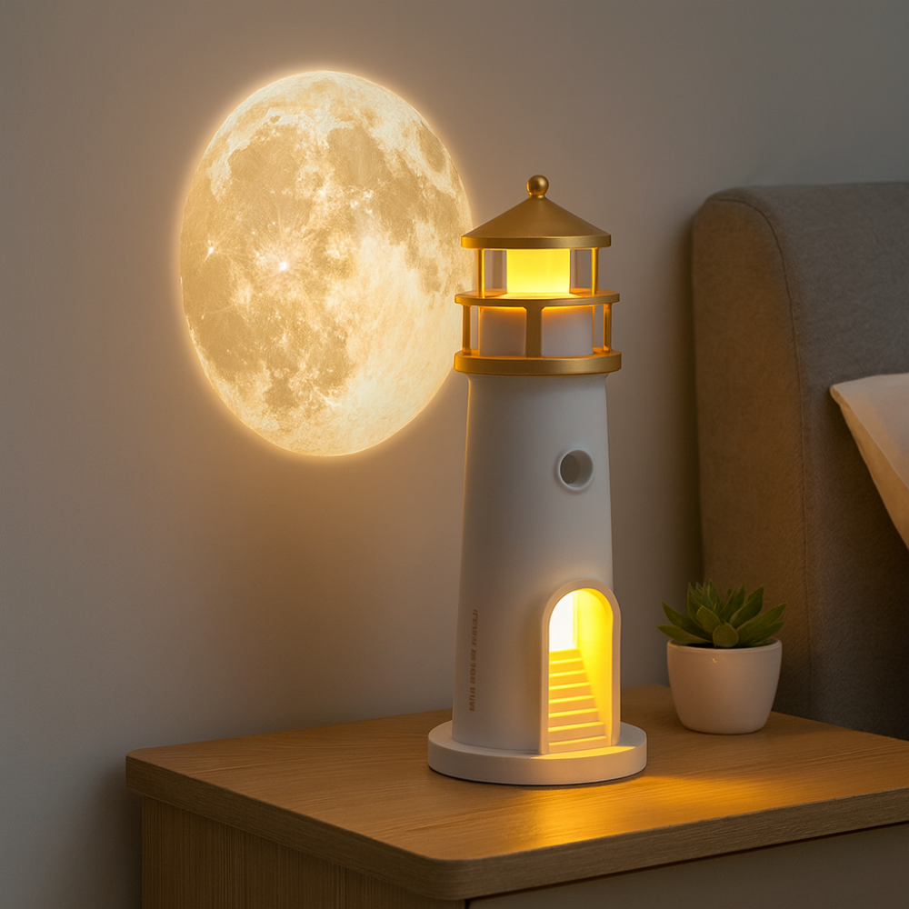 LED Nattlampa med Månprojektion - Stämningsfull Havsdesign