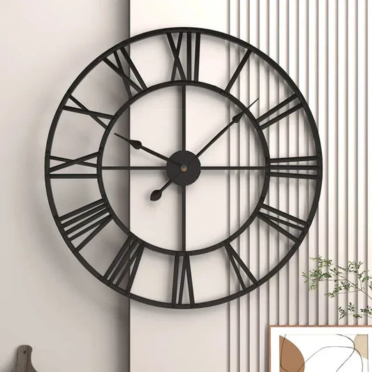 Stort Modernt Väggur i Metall - Svart Design, Tidlös Elegans