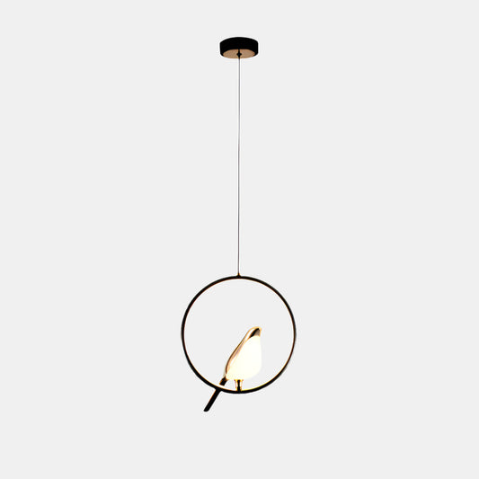 Elegant 360° roterbar pendel med fågelmotiv för det moderna hemmet