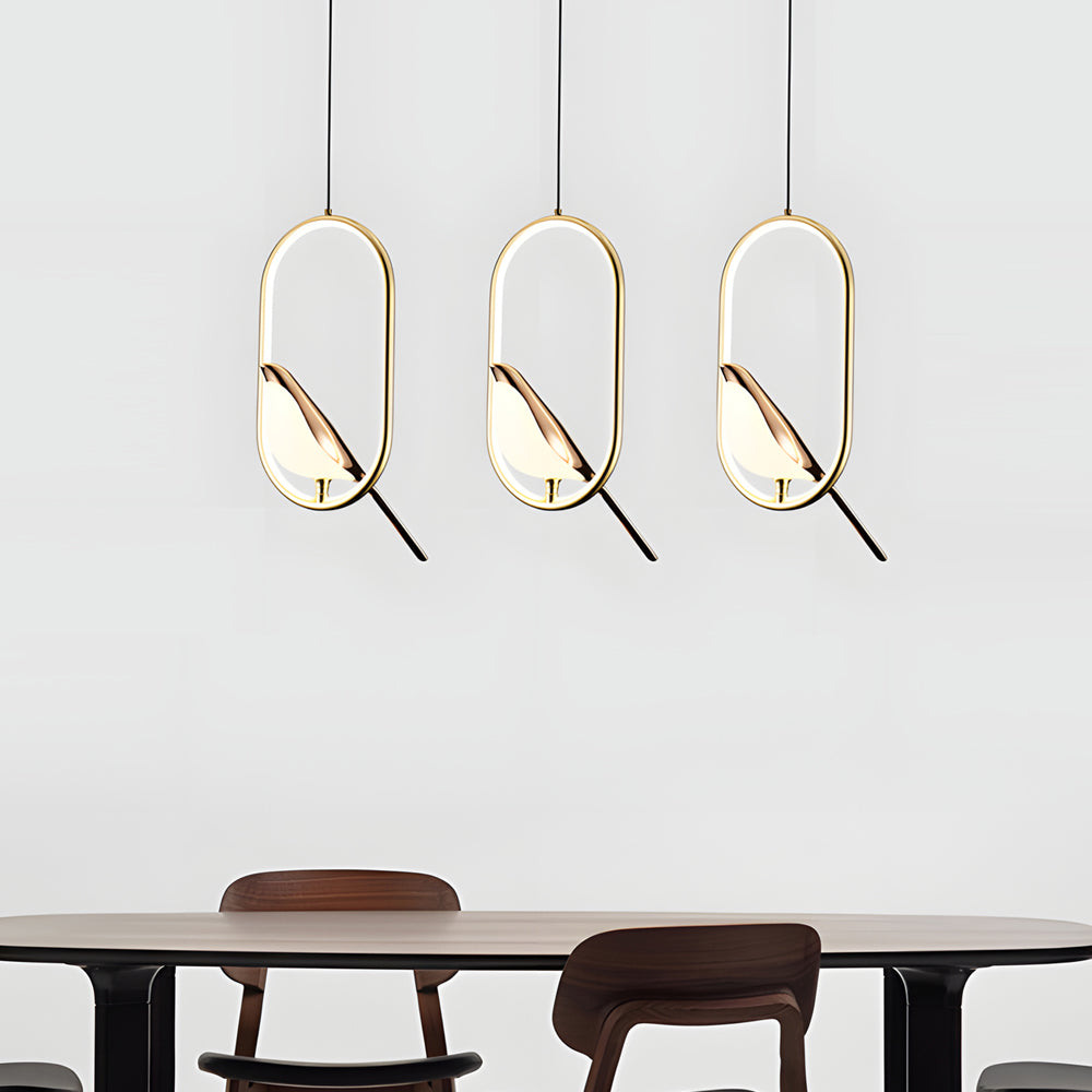 Elegant 360° roterbar pendel med fågelmotiv för det moderna hemmet