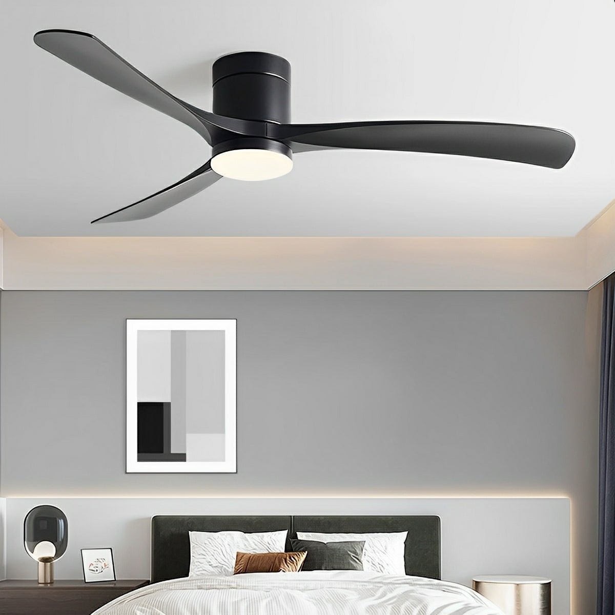 Stilren takfläkt med tyst drift och LED-lampa