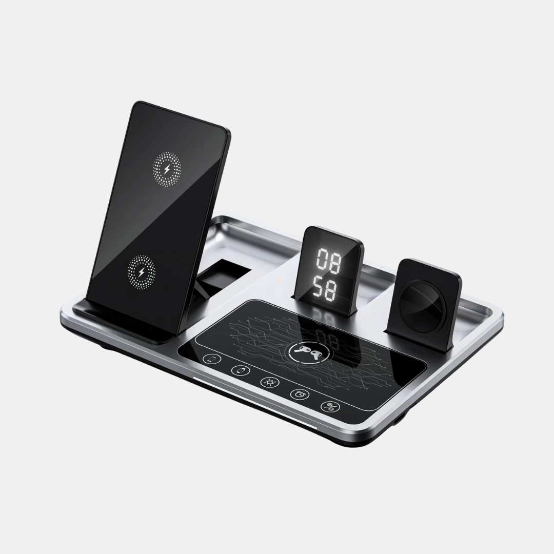 Effektiv 4-i-1 Trådløs Oplader til Apple & Qi-enheder