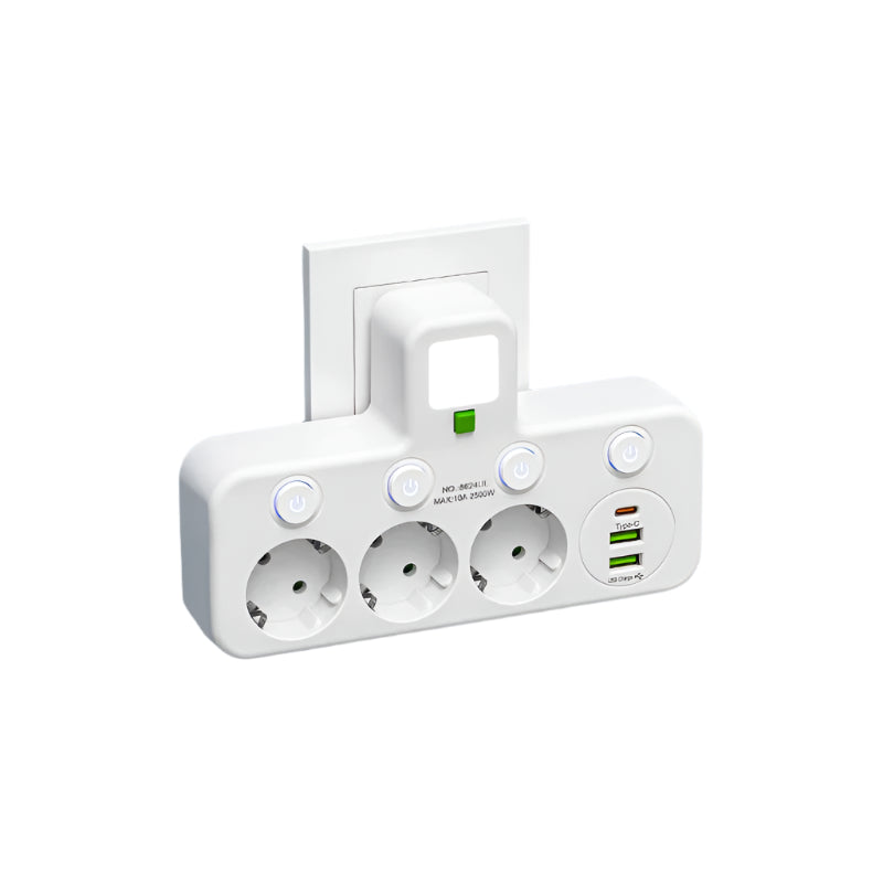 Smart Strømskinne med USB & Type-C for Effektiv Opladning