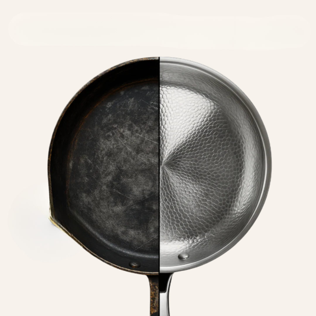 Titanium induktionsgryder med hammeret finish – holdbare og stilfulde i metalgrå