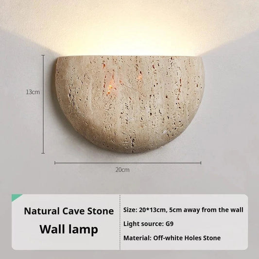 Elegant LED-vägglampa i natursten - Modern halvmåneform