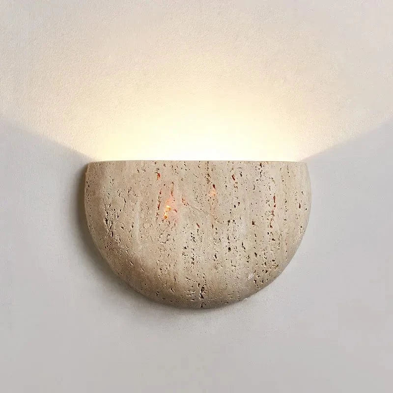 Elegant LED Væglampe i Natursten - Moderne Halvmåneform