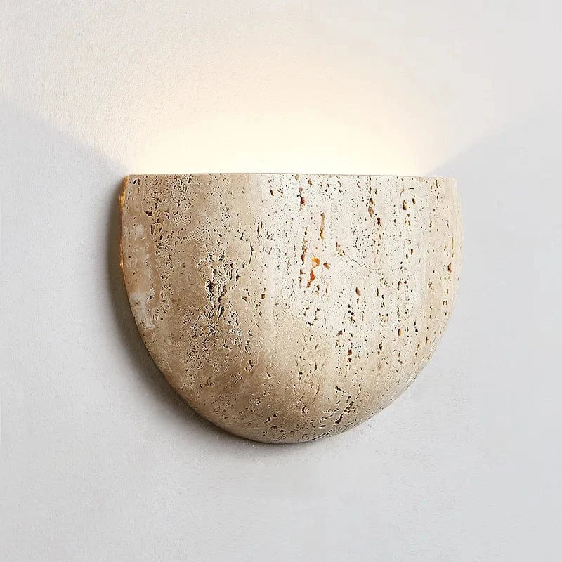 Elegant LED Væglampe i Natursten - Moderne Halvmåneform
