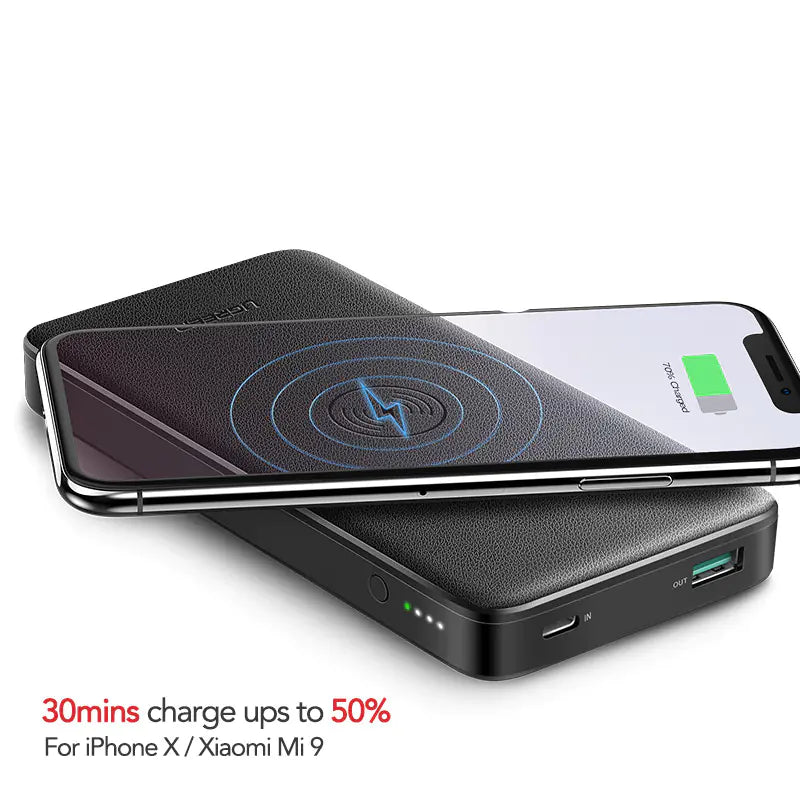 Trådløs hurtigoplader Power Bank – 10.000mAh med dobbelt udgang