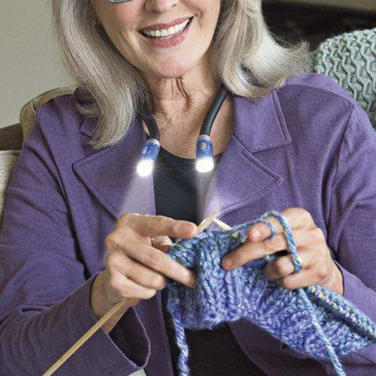 Flexible Hands-Free Knitting & Crocheting Lamp – LED Neck Light for Crafting & Reading - Pink