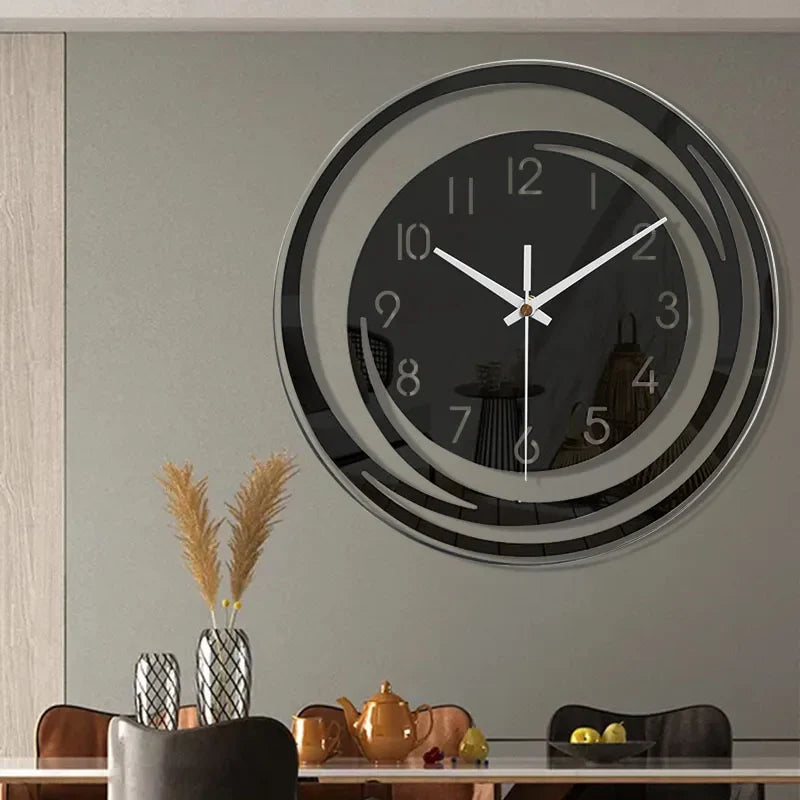 Elegant Sort Vægur i Akryl – Stilfuldt og Støjsvagt Design