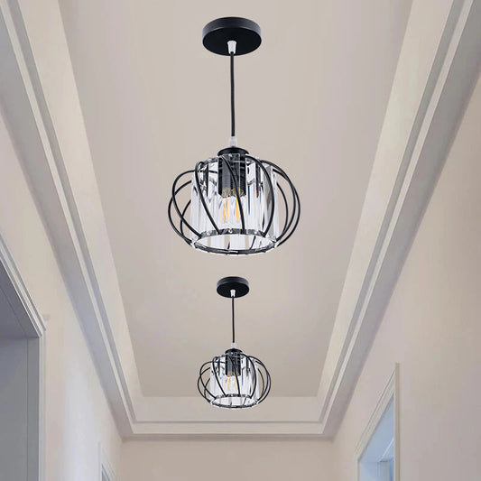 Moderne Glaspendel med Elegant Sort Glaskuppel