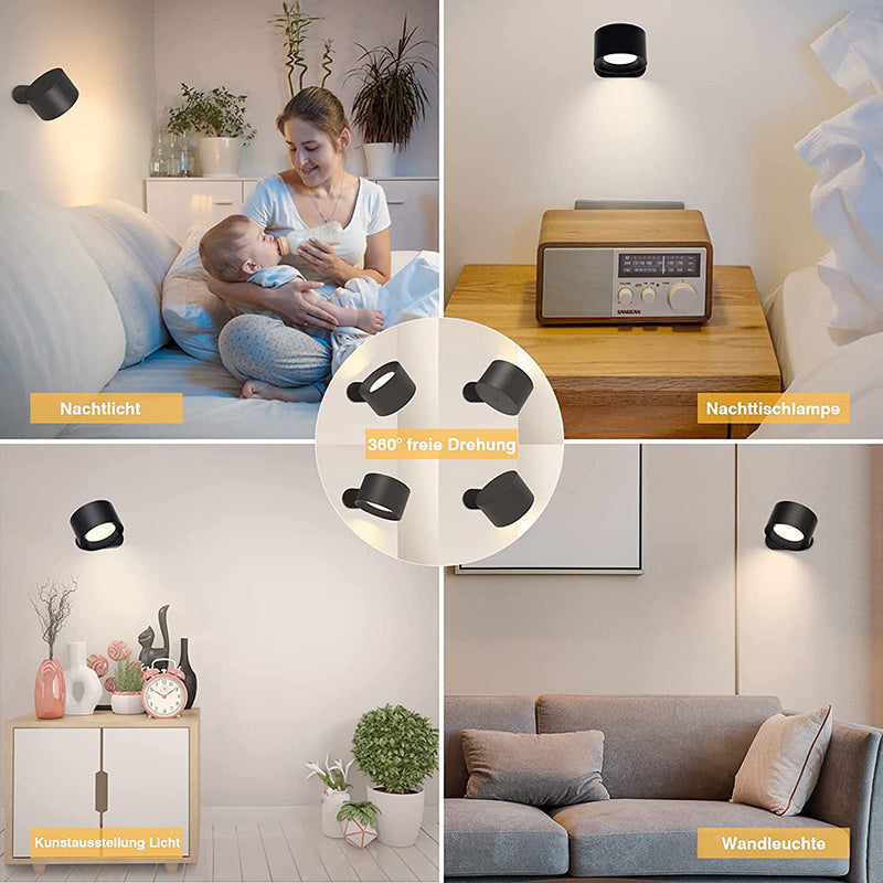 Modern vägglampa med USB-laddning och justerbara ljusinställningar