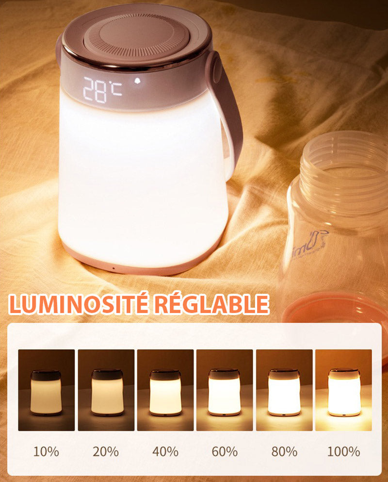 Genopladelig LED Natlampe med Fjernbetjening og Temperaturvisning