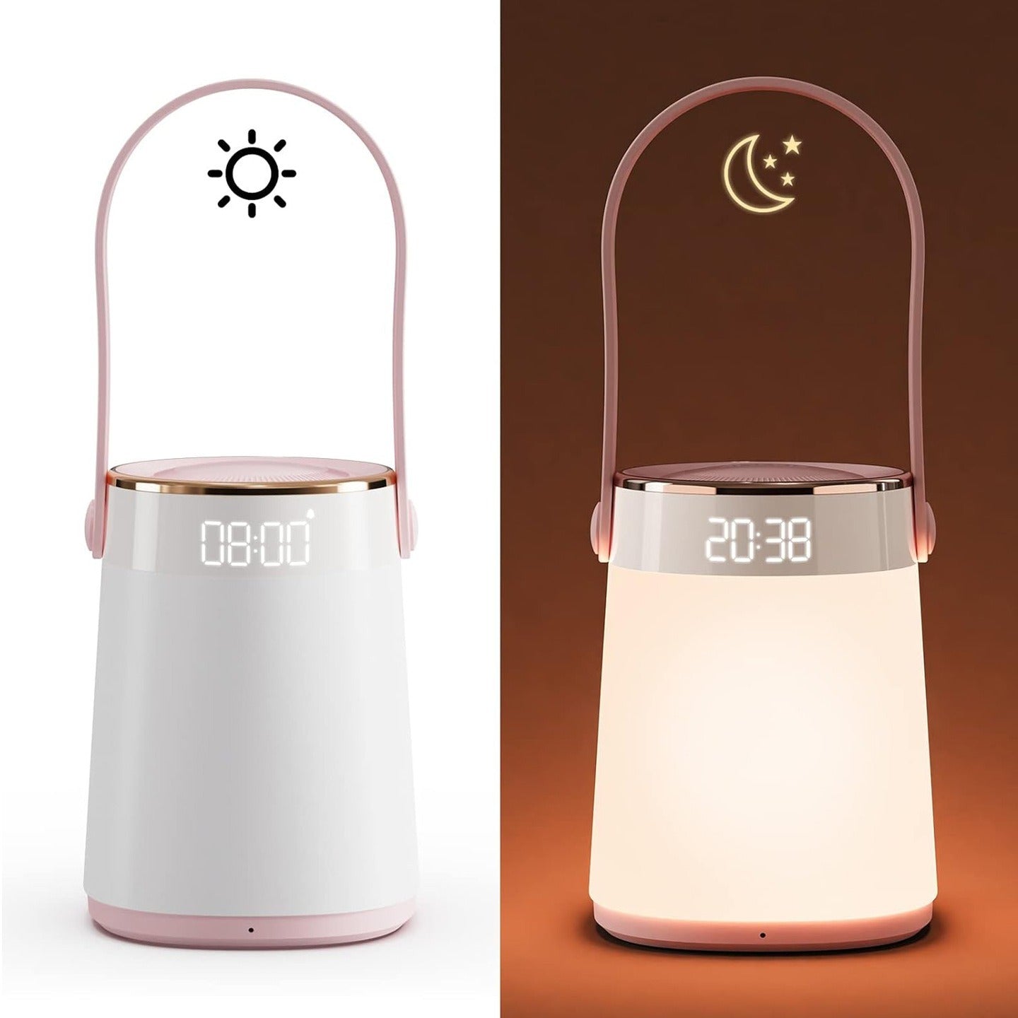 Genopladelig LED Natlampe med Fjernbetjening og Temperaturvisning