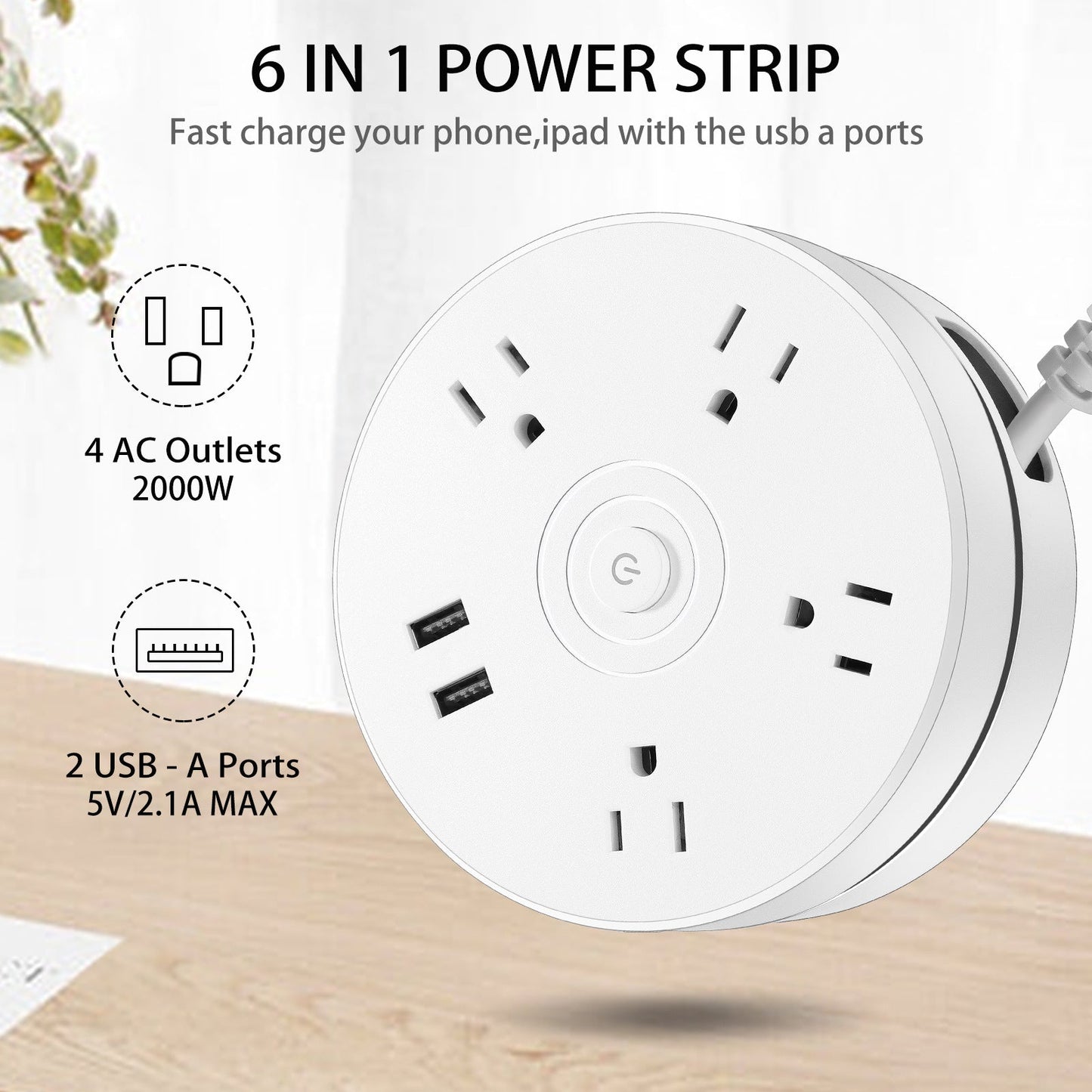 Round Total Connect-kabel för strömförlängning