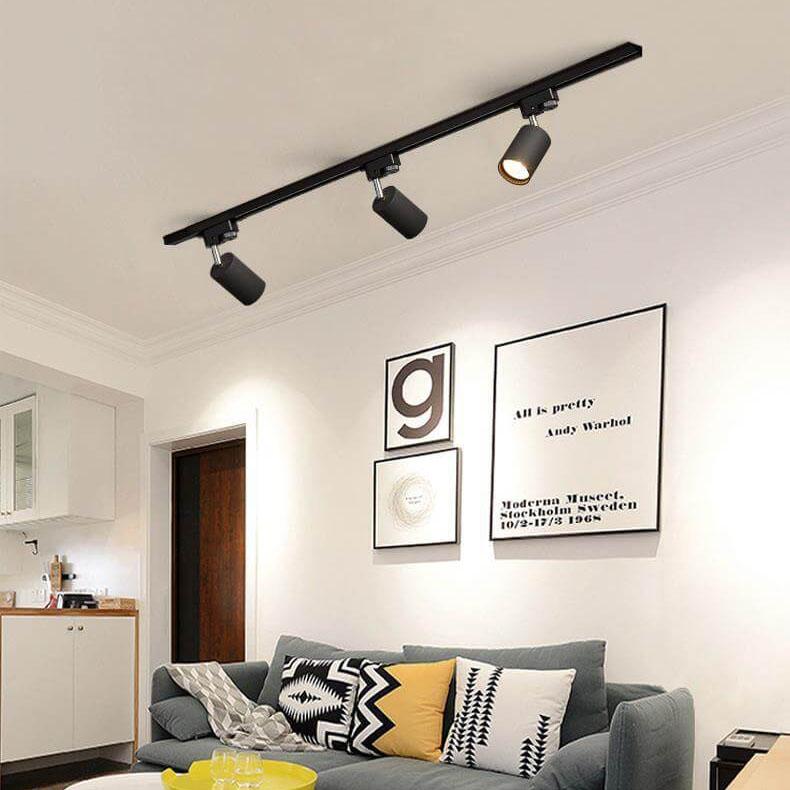 Moderne LED Loftlampe med Justerbare Spotlys i Sort Metal
