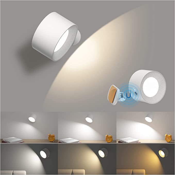 Modern vägglampa med USB-laddning och justerbara ljusinställningar