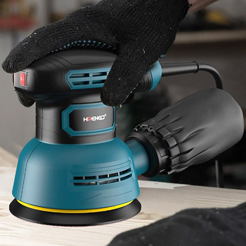 Effektiv excenterslipmaskin med dammuppsamlare och 16 slippapper