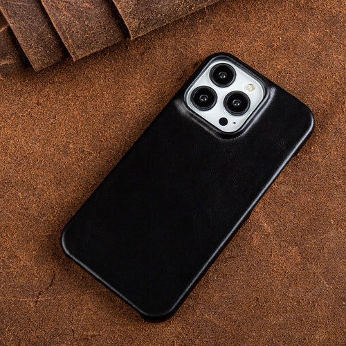 Äkta läderfodral med oljevax till Apple iPhone