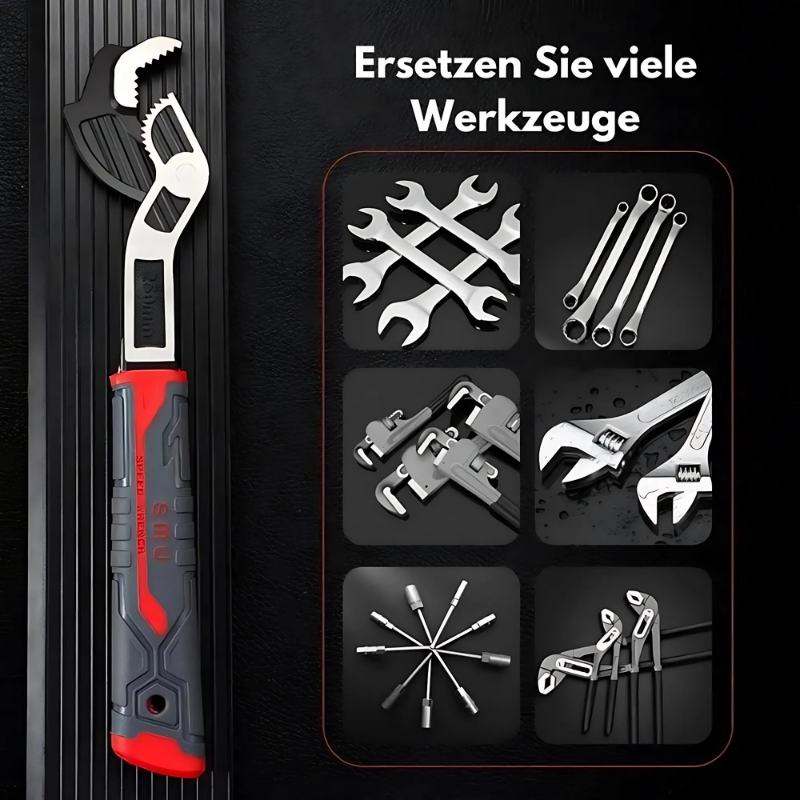 Universal Nøgle MultiGrip Pro | Selvadapterende til Skruer & Møtrikker | Anti-Skrid Håndtag, Chrom-Vanadium Stål, 1+1 Gratis