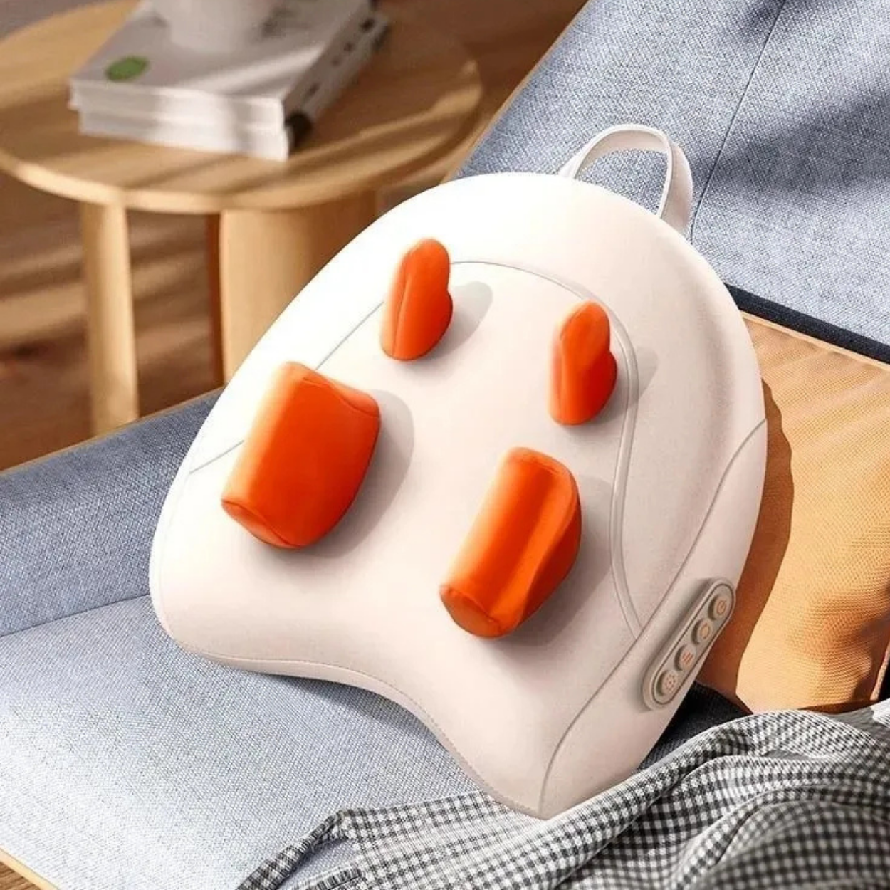Bärbar massagekudde med värme för rygg och ben