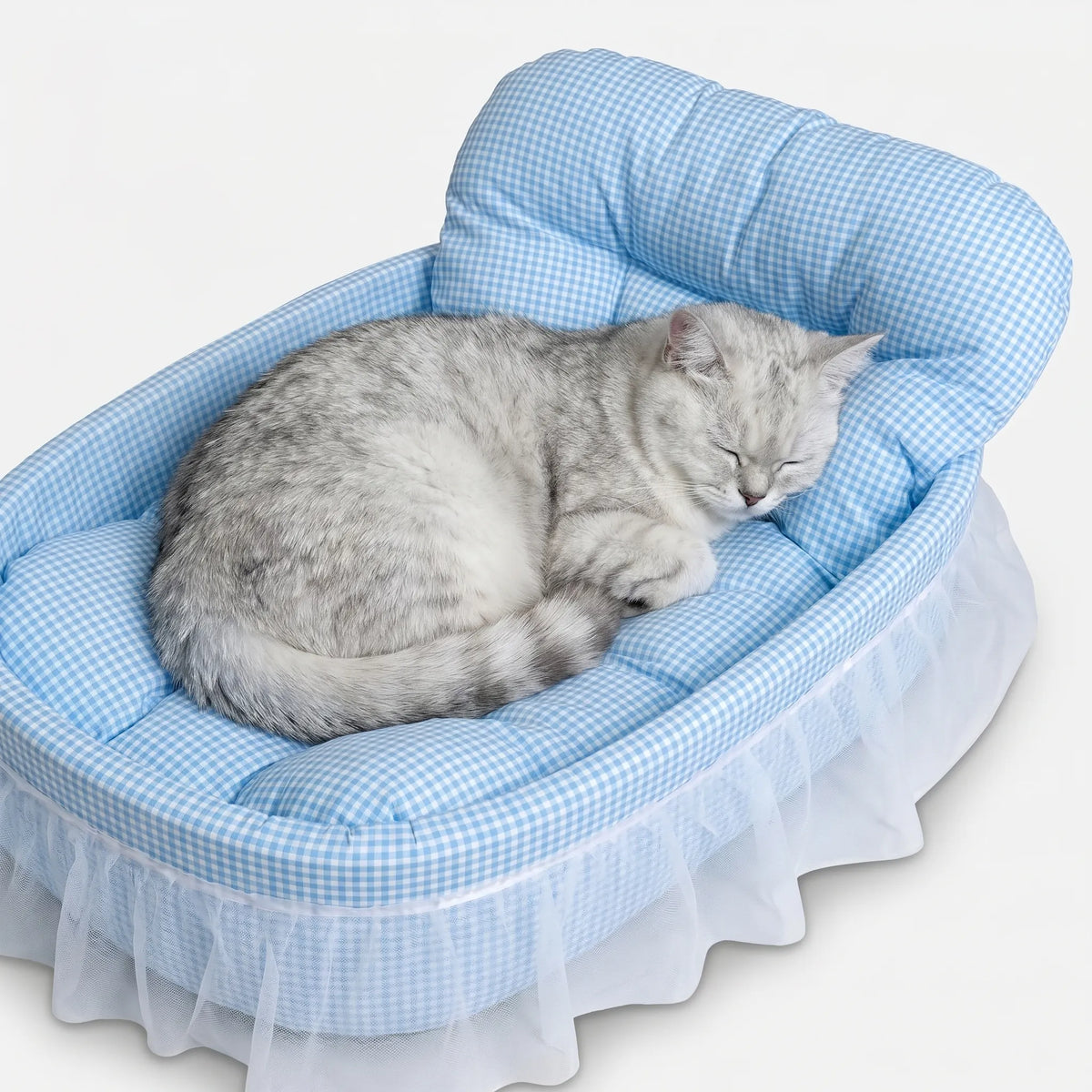 Oval bäddsoffa för husdjur med kudde