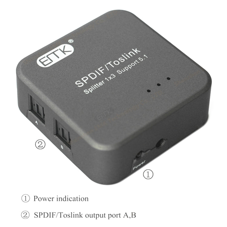 Digital Optisk Audio SPDIF Toslink Splitter Adapter - 1 Ingång 3 Utgångar (Silvergrå)