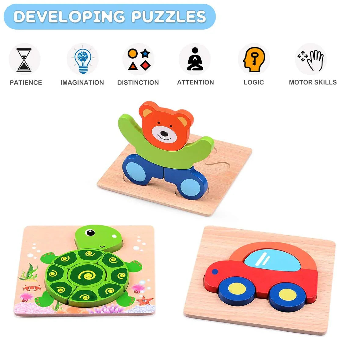 Montessori Dyrepuslespil - Styrker Finmotorikken