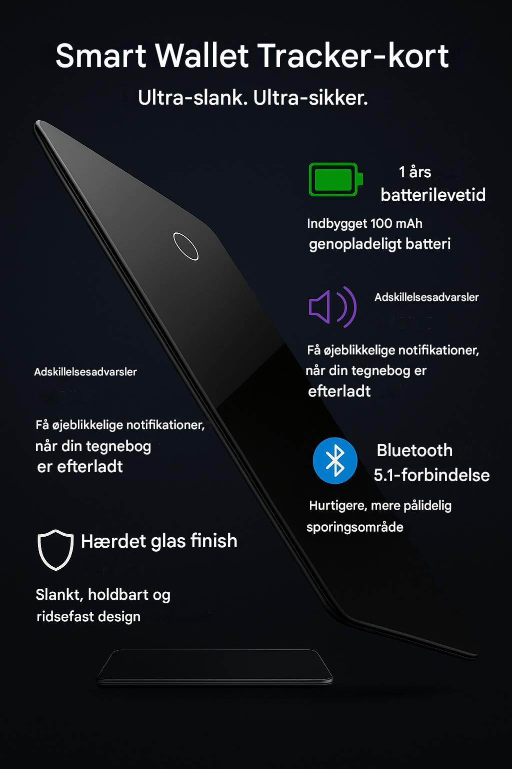 Air tracking kort til pung | Ultratynd 2.1 mm tracker
