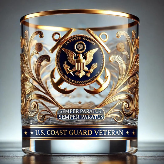 Exklusivt Whiskyglas med Militäremblem och Guldfoliering