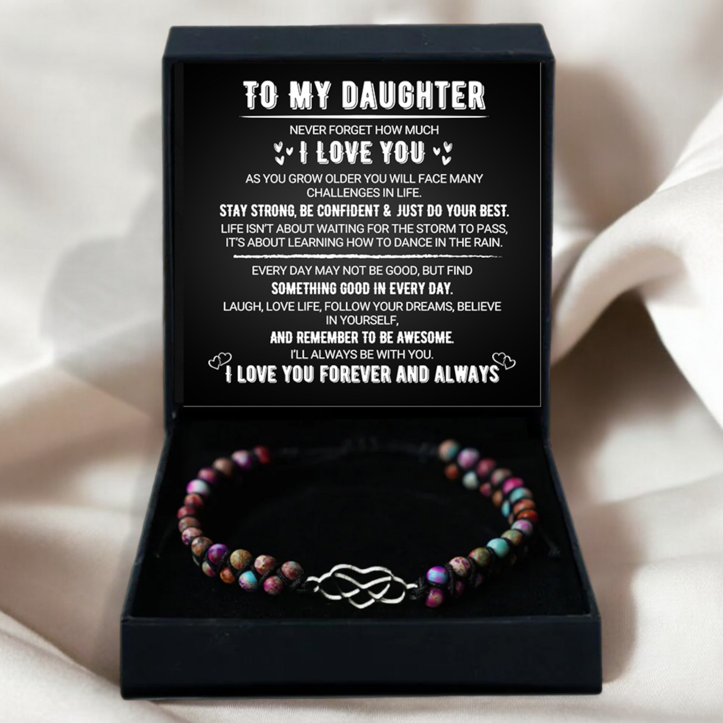 Halsband till dotter – Evig kärlek – Svart design med zirkonia