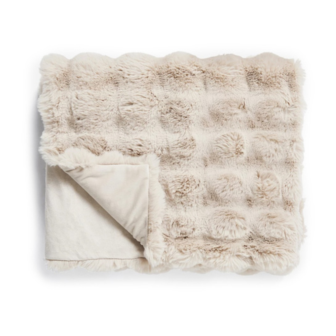 Lyxig pläd i mikrofiber med kaninpäls – Mjuk och elegant