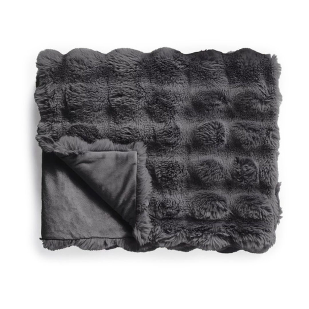 Lyxig pläd i mikrofiber med kaninpäls – Mjuk och elegant