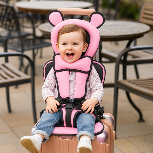 Bärbar babysätessele för resor, bil & flyg, säker och hopfällbar