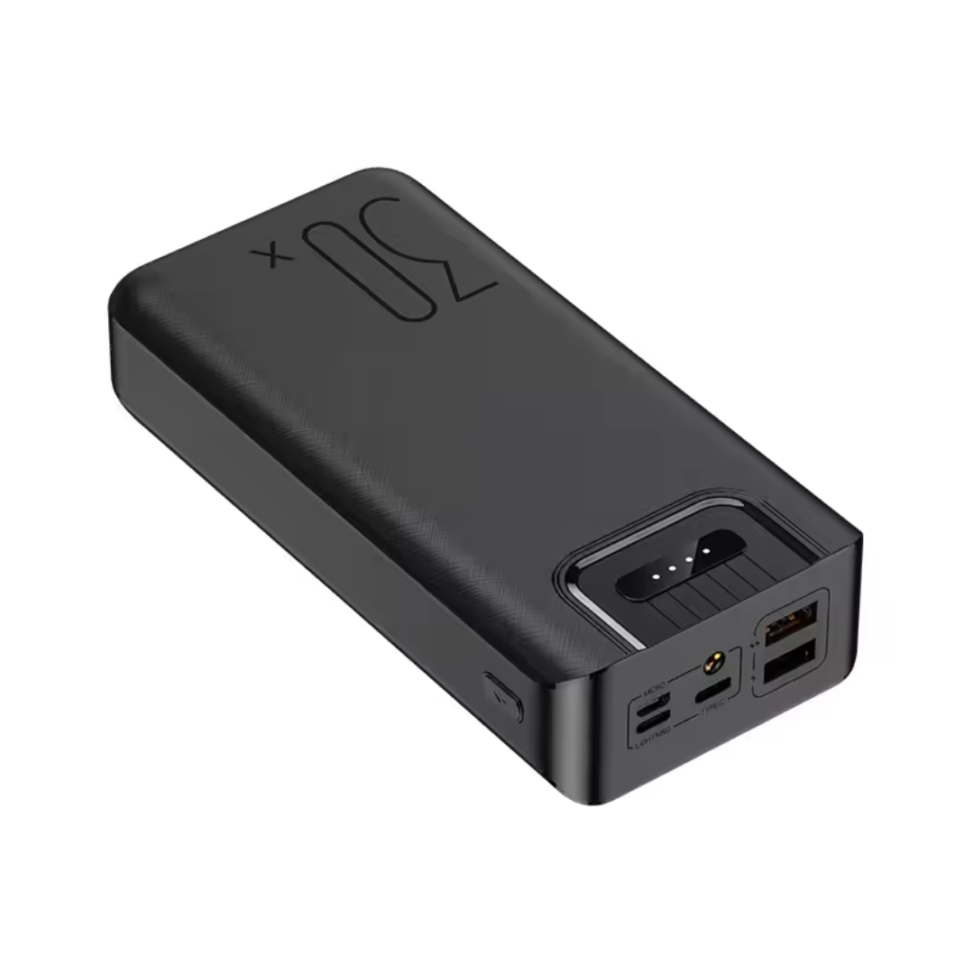 Kraftfuld Powerbank 30000mAh med 2 USB og Type-C Opladning