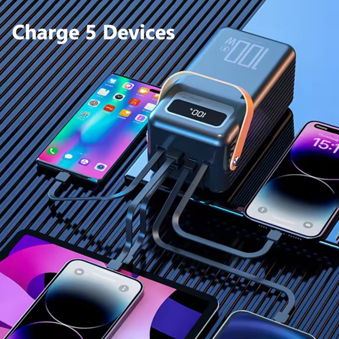Højkapacitets Powerbank 160000mAh med USB Type-C og LED