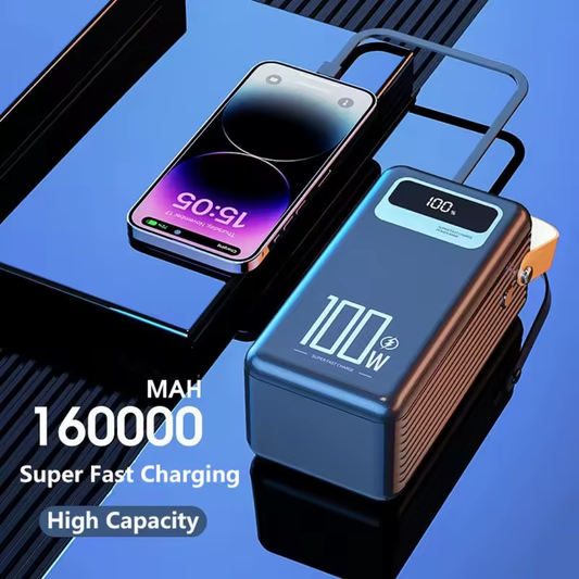 Højkapacitets Powerbank 160000mAh med USB Type-C og LED