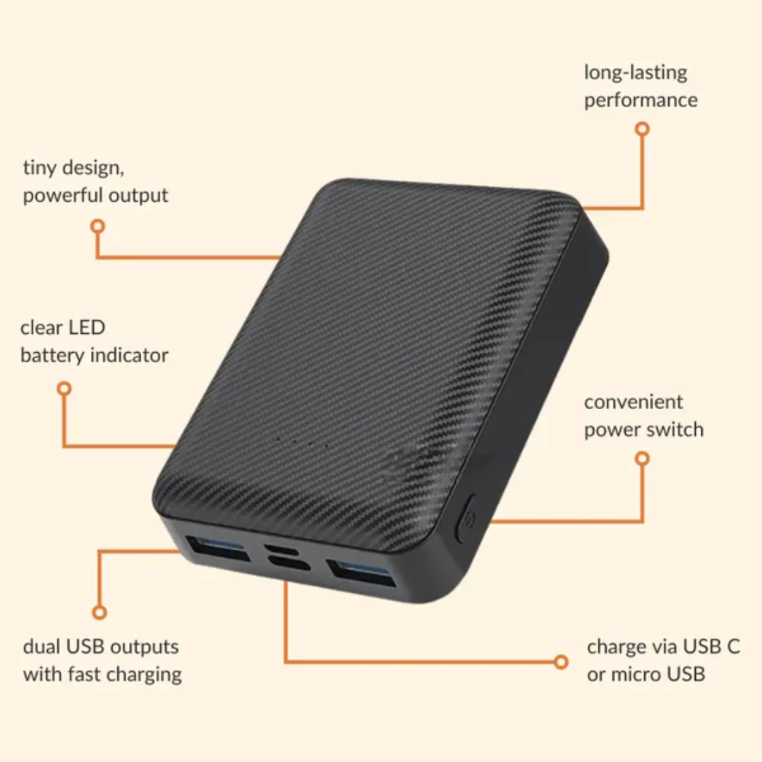 Kraftfuld Strømbank Sæt - 2 stk. USB 10000mAh til Elektronik