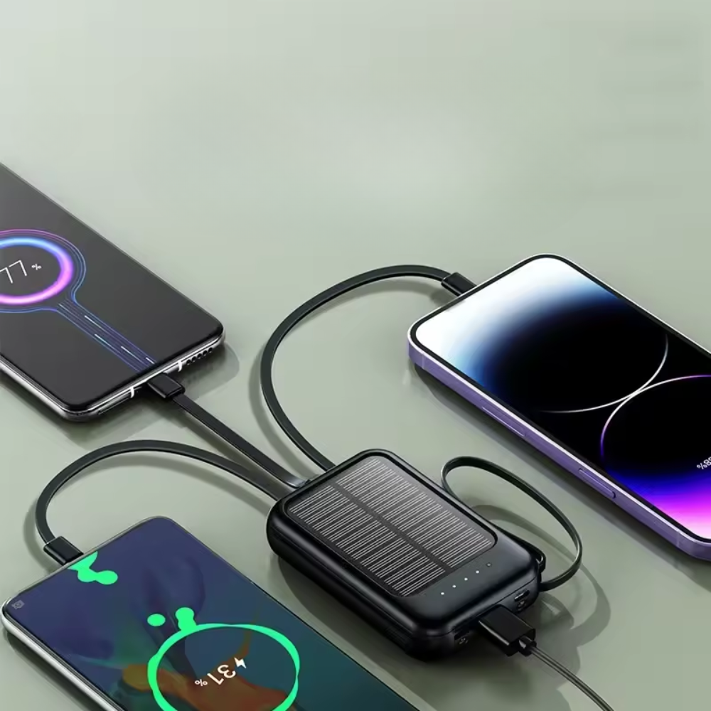 Solcellsdriven Powerbank 20000mAh - Trådlös och Snabb Laddning