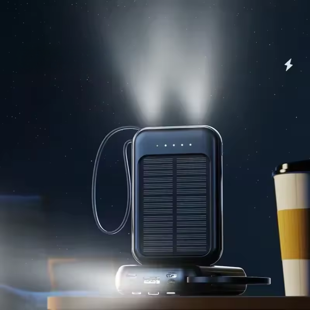 Solcellsdriven Powerbank 20000mAh - Trådlös och Snabb Laddning