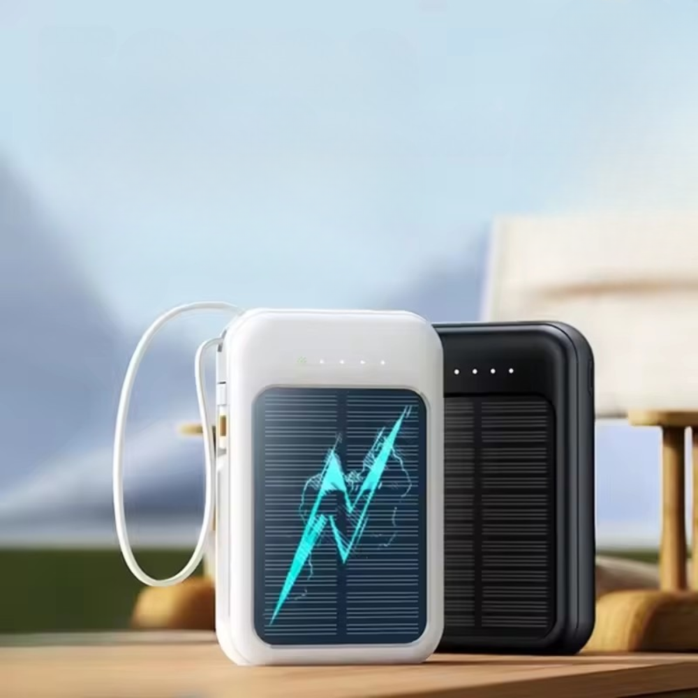 Solcellsdriven Powerbank 20000mAh - Trådlös och Snabb Laddning