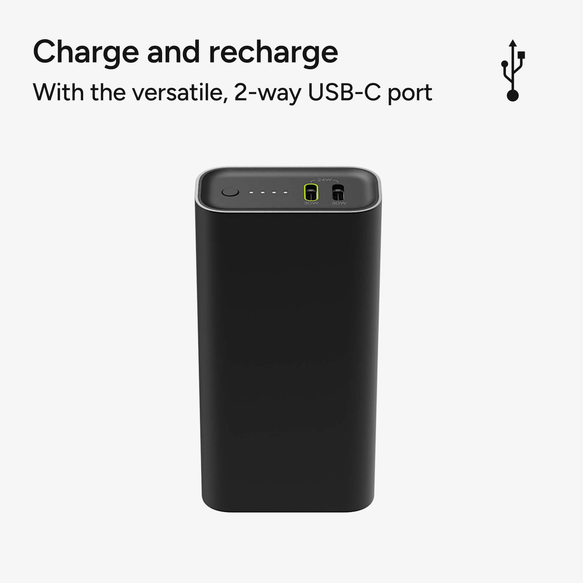 Kompakt 10000 mAh Powerbank med Hurtigopladning og Dual USB-C