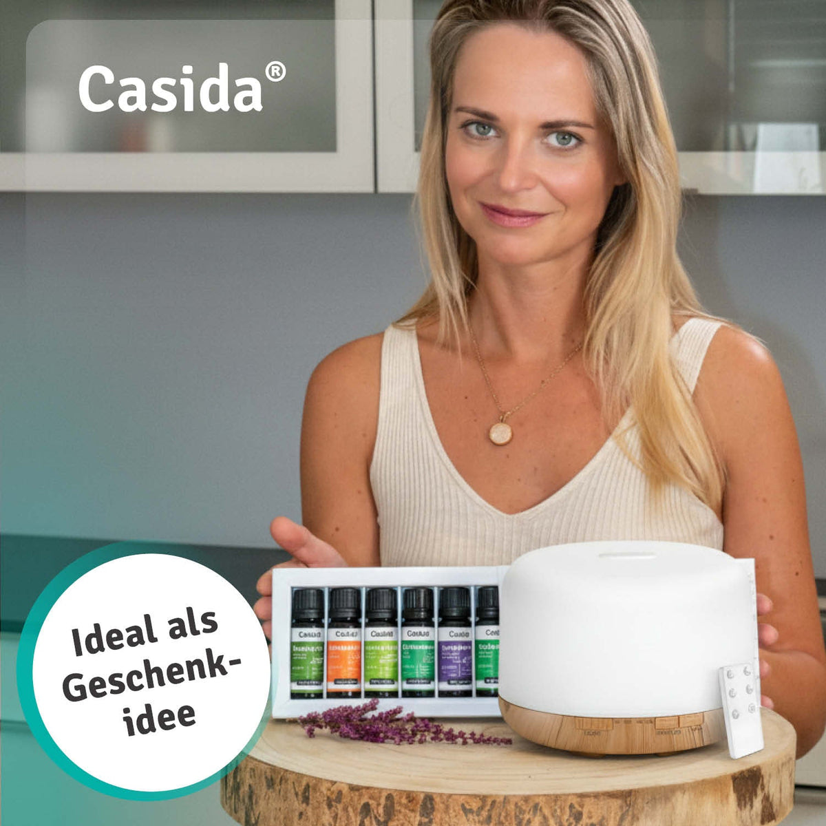 Ultraschall Duftspreder med 500 ml og LED samt fjernbetjening